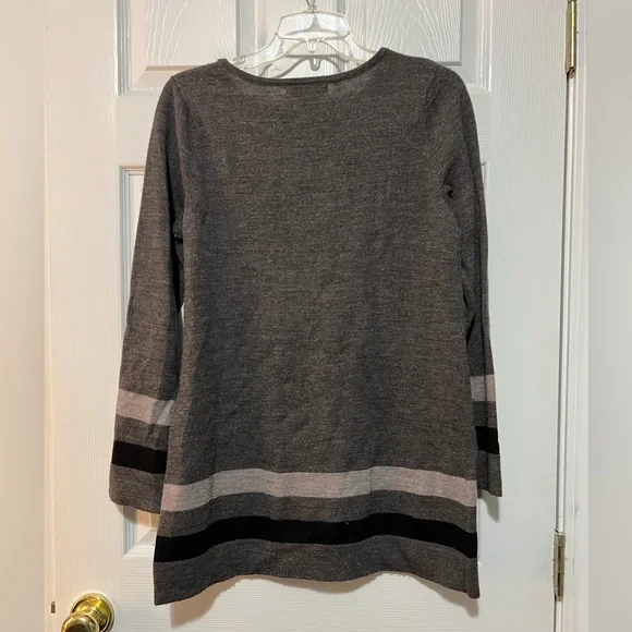 Grey and black sweater/tunic 100% merino wool - Picture 4 of 6